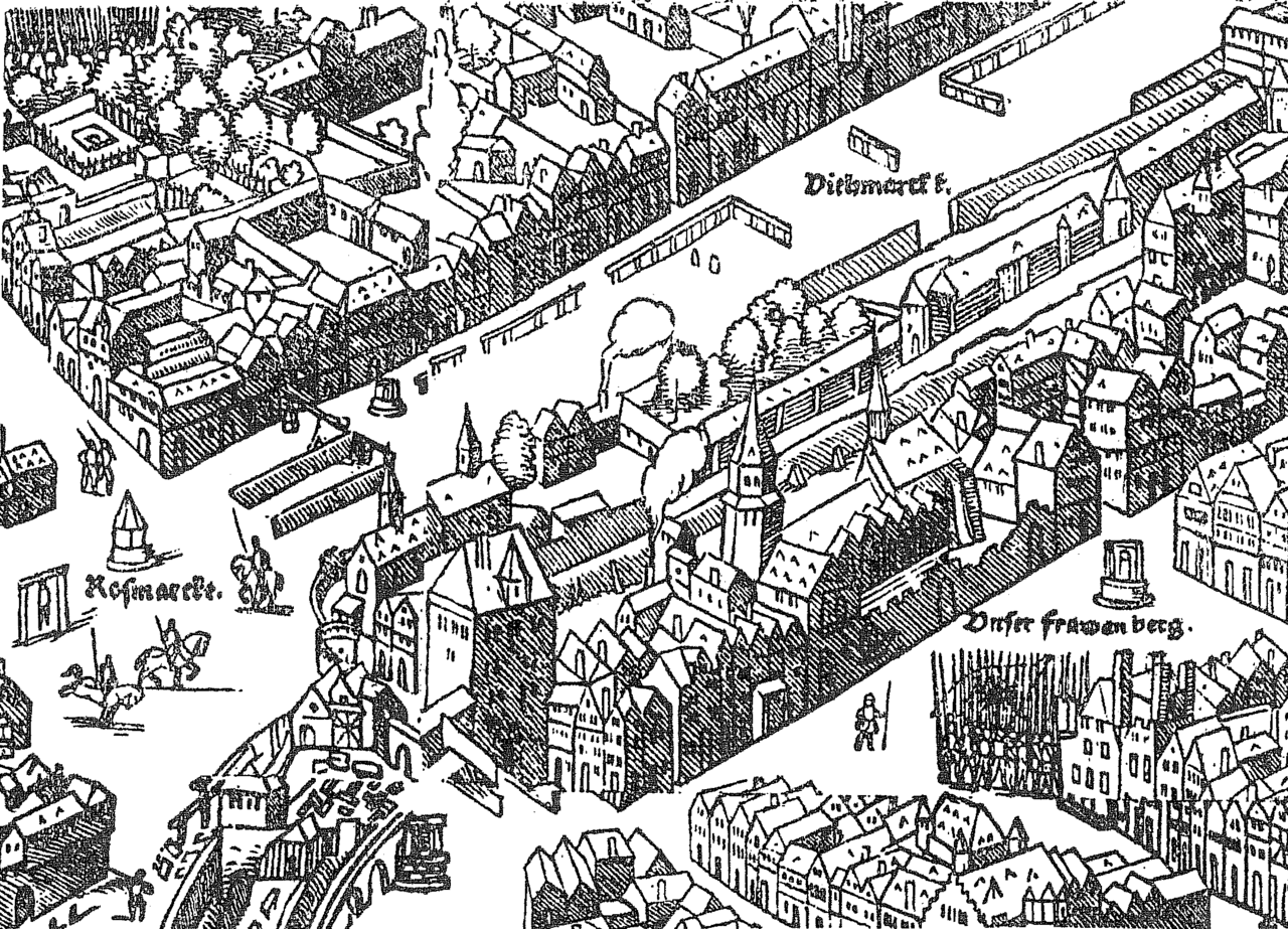 Historische Frankfurter Altstadt mit dem Liebfrauenberg anno 1552.